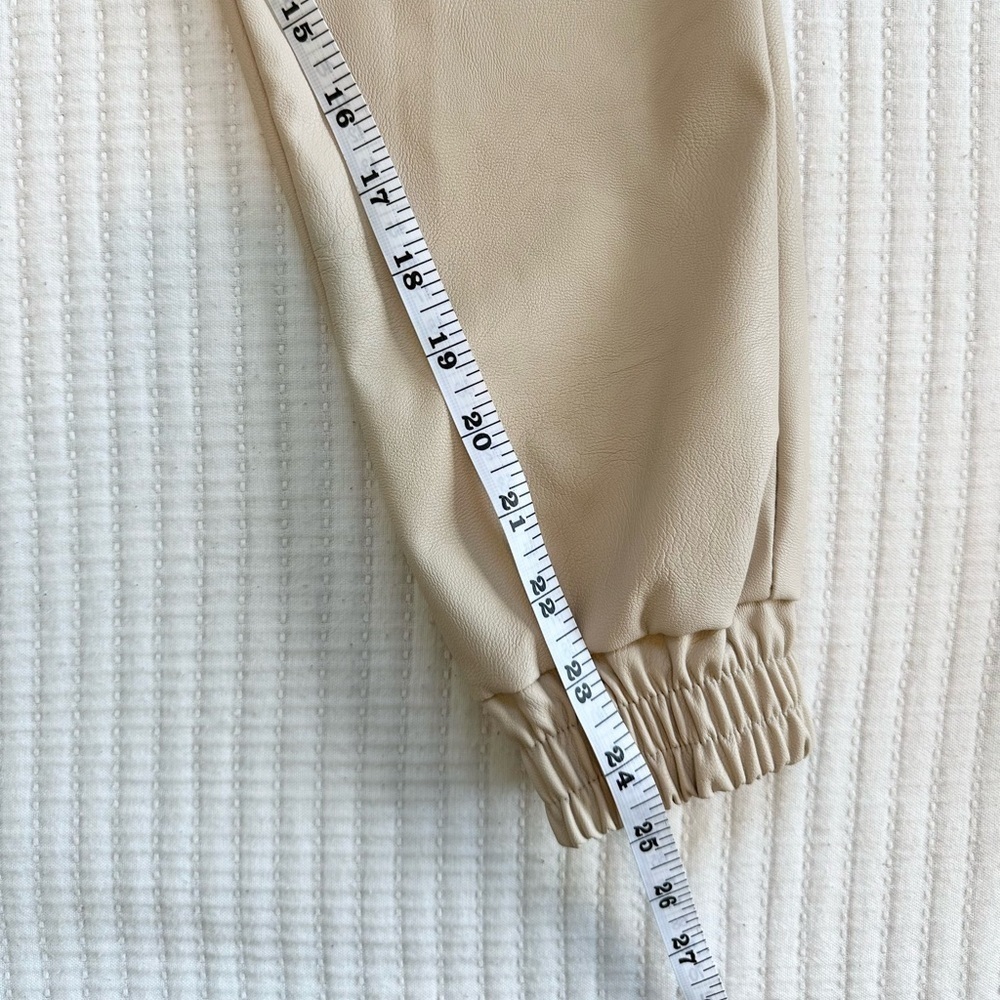 Venti6 Women's Tan Jogger Leather Look Pants Made in Italy - Picture 5 of 7